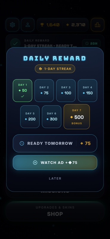 Daily streak rewards